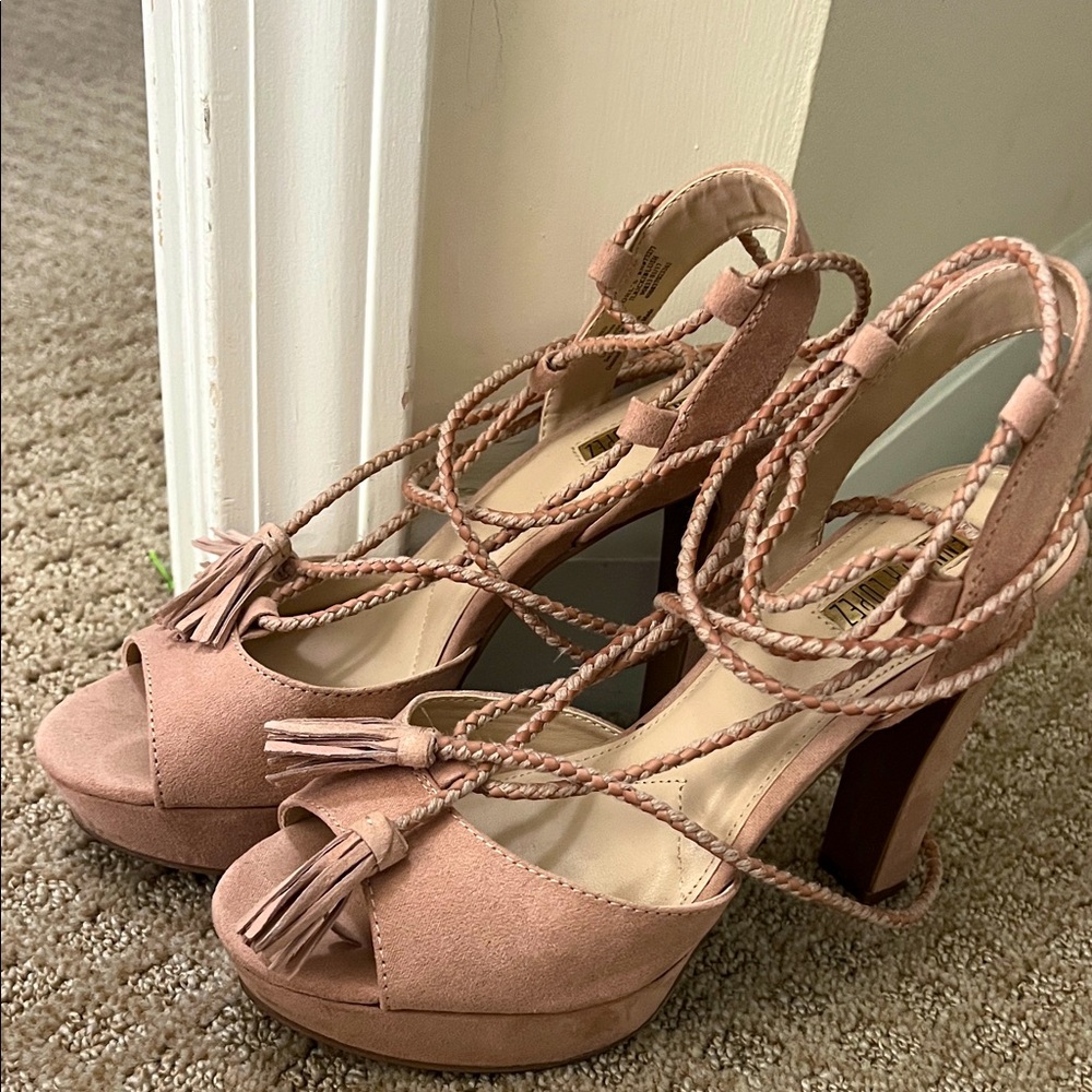 Elegant Pink Suede Women's Heels